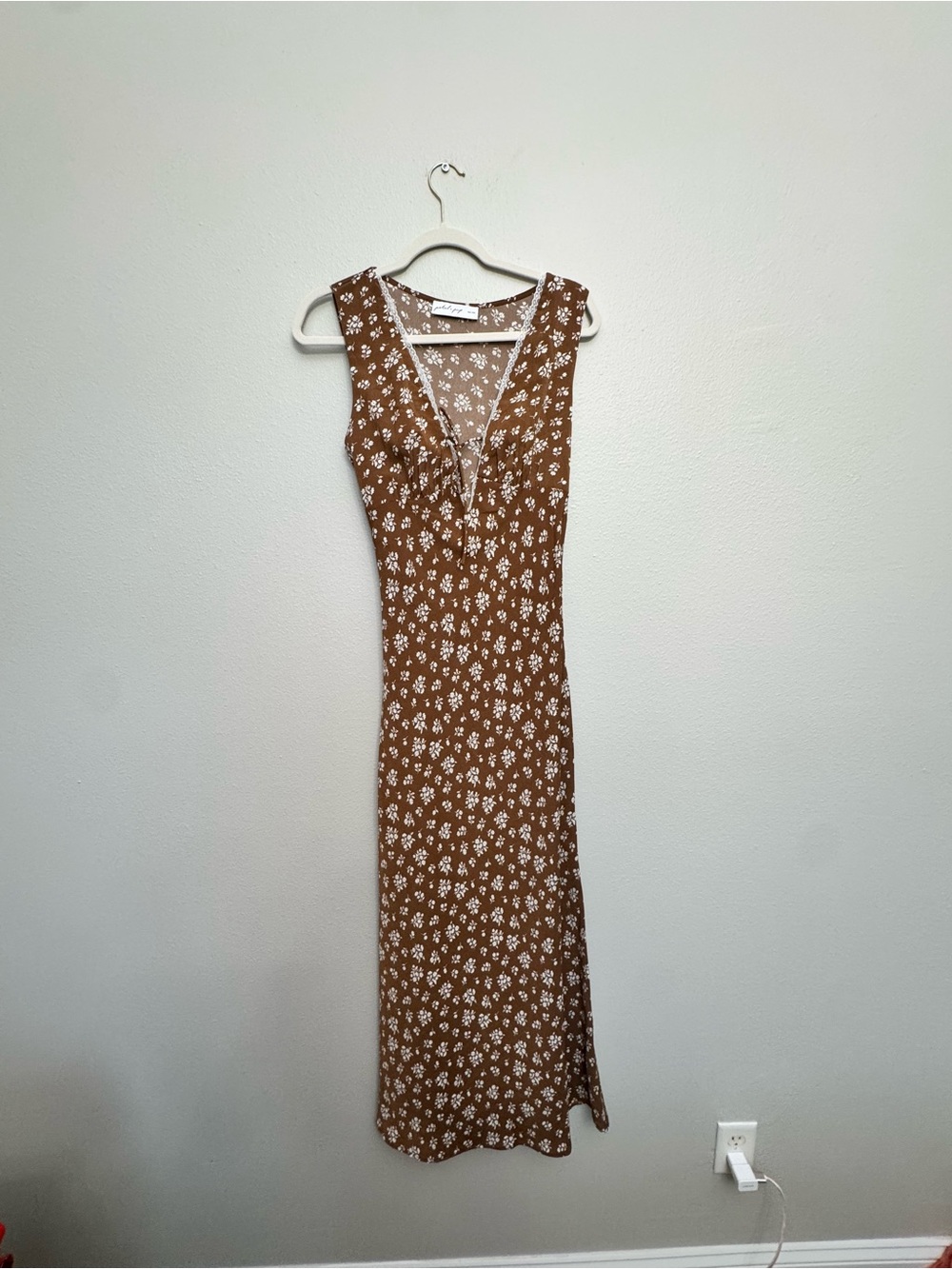 Petal & Pup Brown Floral Maxi Dress with V-Neckline